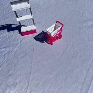 Mini-Brands Miniature Pink and White Shopping Cart